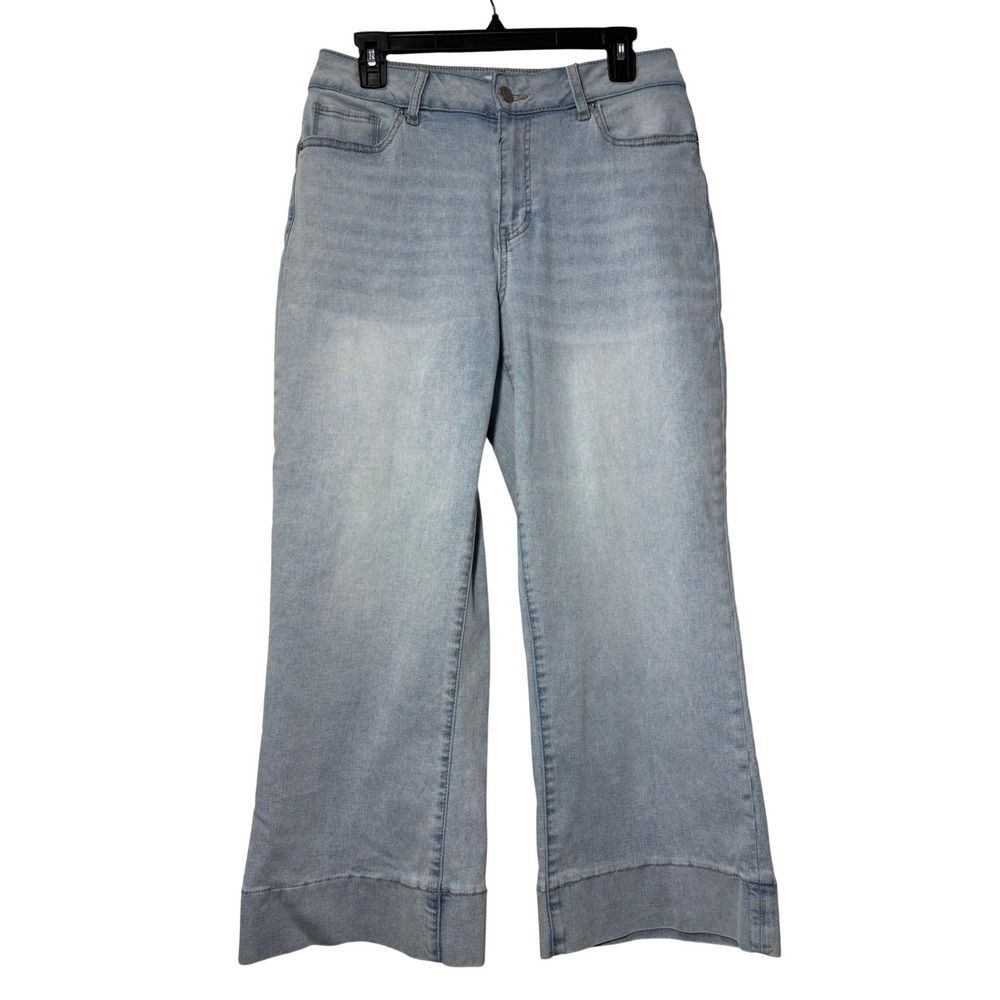Poppy & Grace Womens Size 30 Wide Leg Jeans Light Wash High Rise Denim